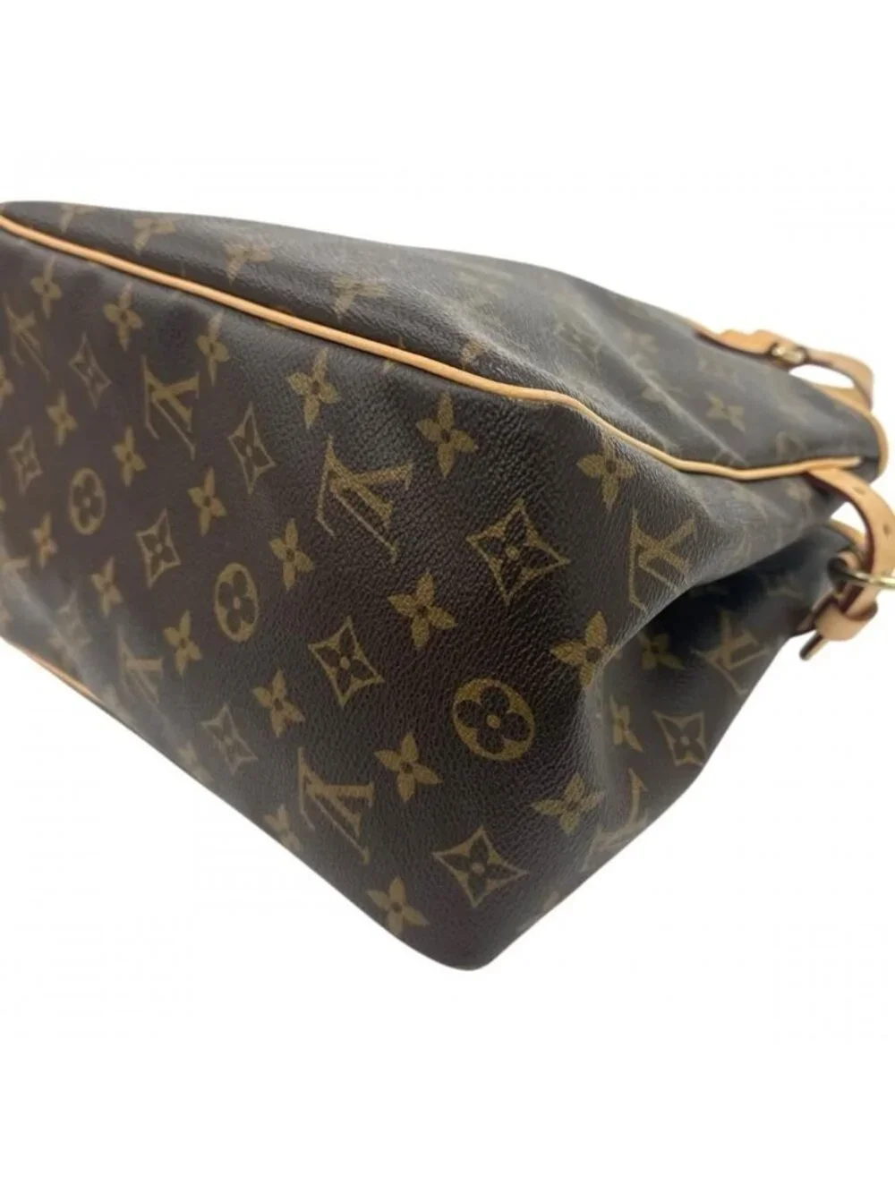 Louis Vuitton Handbag Batignolles Monogram Canvas Vachetta Leather Brown Gold